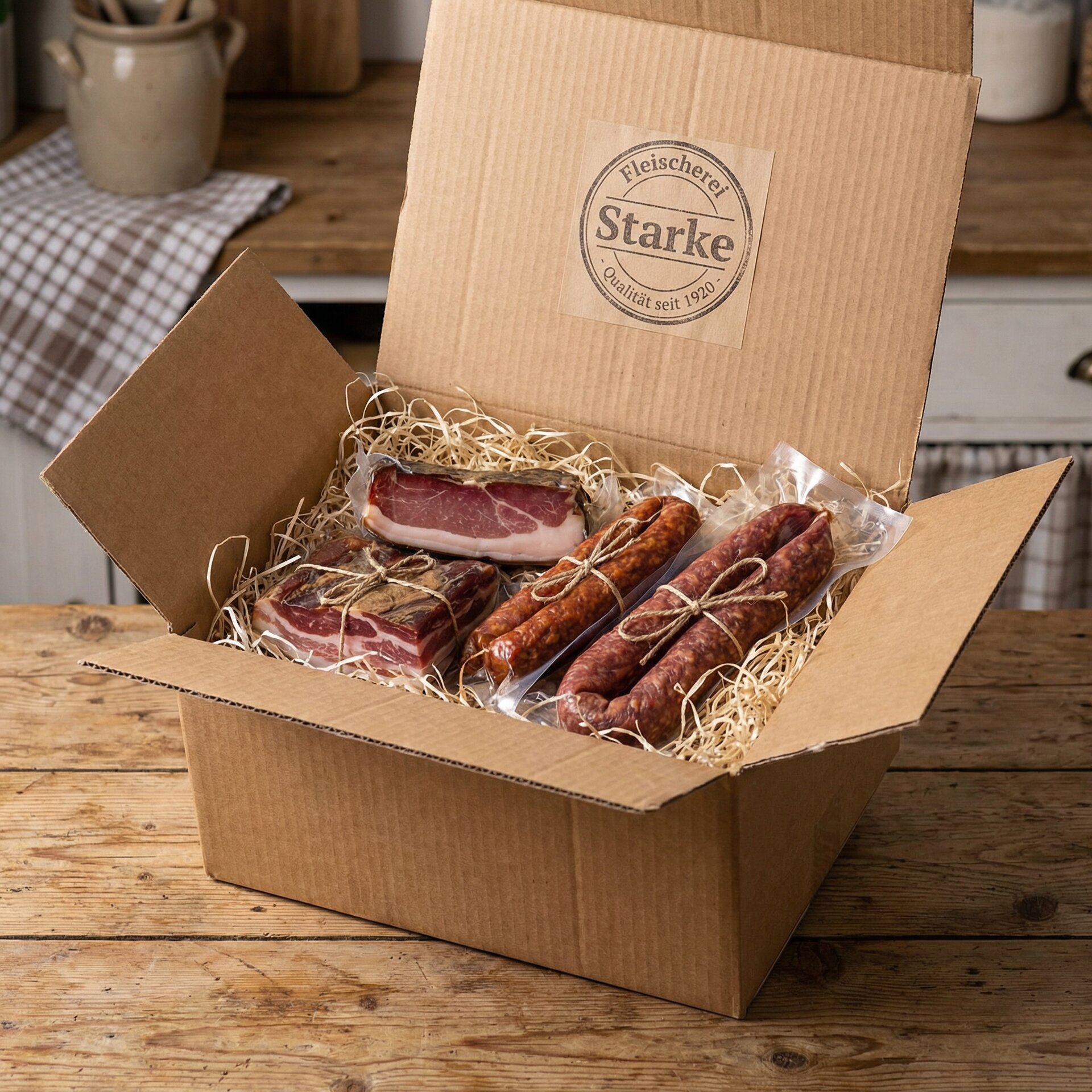 Versandpaket der Fleischerei Starke – Wurst und Fleisch gekühlt und sicher verpackt